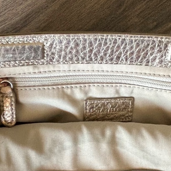 Cole Haan gold leather Womens Clutch Purse Party Evening Luxury Metallic - Picture 6 of 10